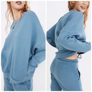 Madewell MWL Distant Ocean Blue Betterterry Crewneck Sweatshirt Size S